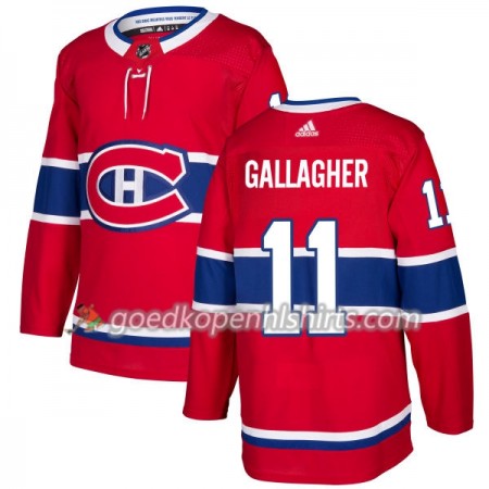 Montreal Canadiens Brendan Gallagher 11 Adidas 2017-2018 Rood Authentic Shirt - Mannen